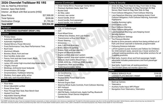 New 2026 Chevrolet TrailBlazer RS image 26