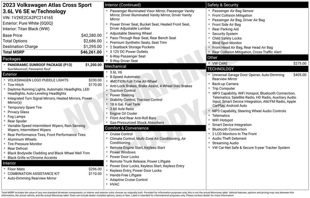 Certified 2023 Volkswagen Atlas Cross Sport SE w/ Panoramic Sunroof Package AWD/4WD image 34