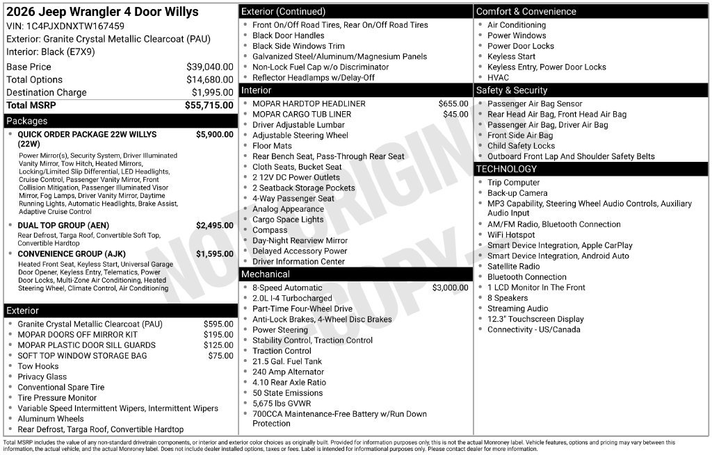 Used 2026 Jeep Wrangler Unlimited Sport AWD/4WD image 7