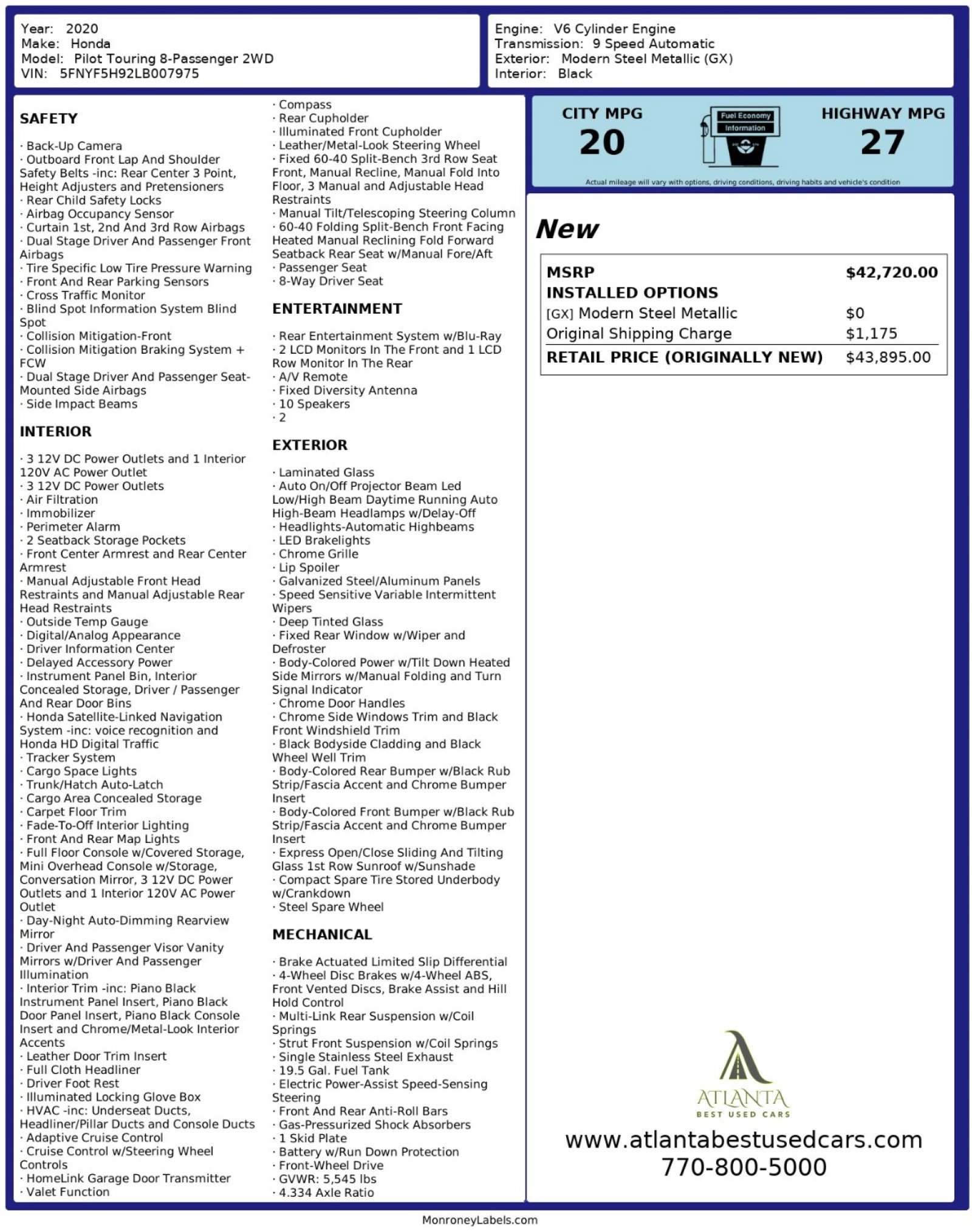 Used 2020 Honda Pilot Touring image 58