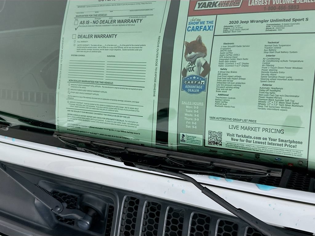 Certified 2020 Jeep Wrangler Unlimited Sport S AWD/4WD image 14