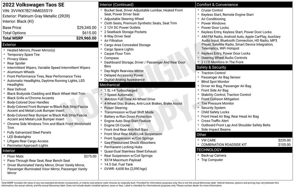 Used 2022 Volkswagen Taos SE image 7