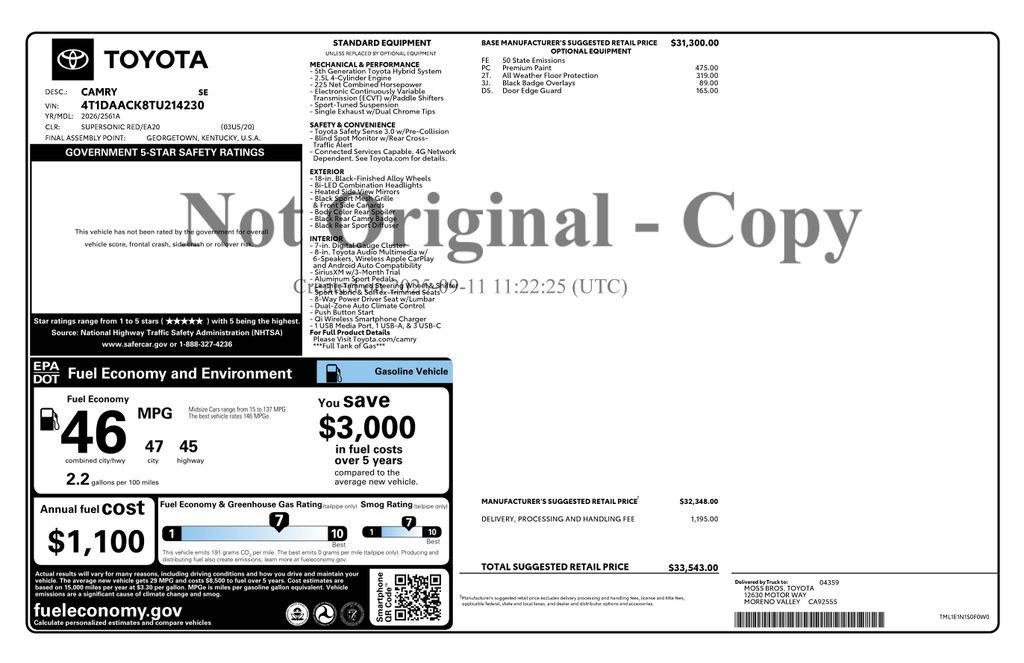Used 2026 Toyota Camry SE FWD image 3