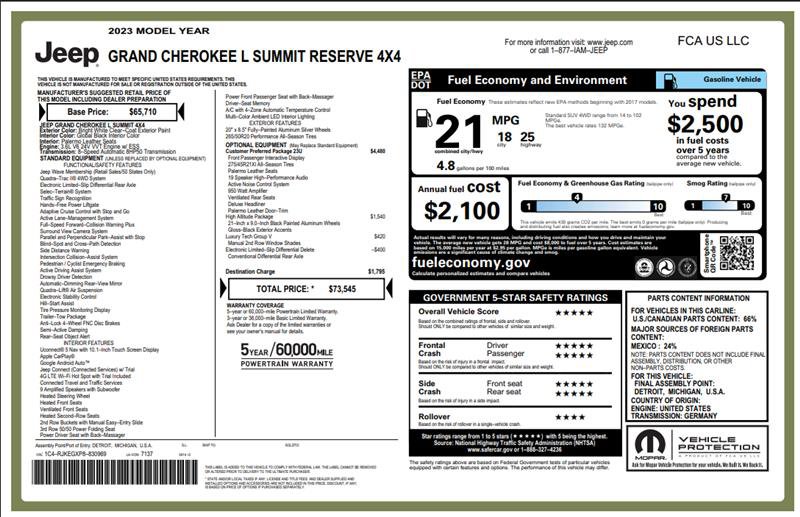Used 2023 Jeep Grand Cherokee L Summit AWD/4WD image 3