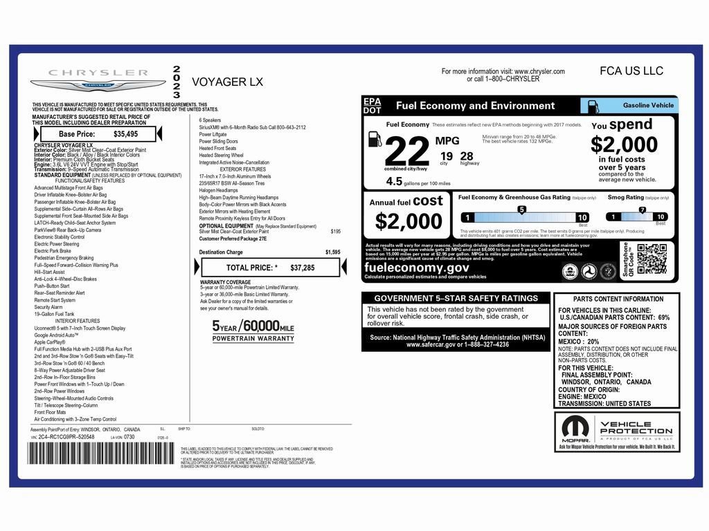 Used 2023 Chrysler Voyager LX image 2