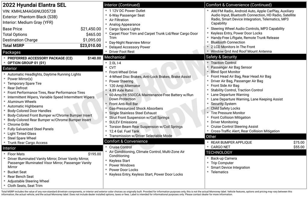 Used 2022 Hyundai Elantra SEL w/ Preferred Accessory Package image 37