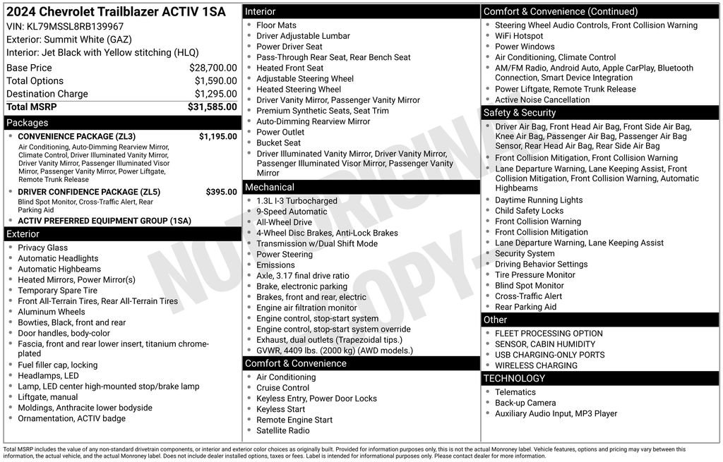 Used 2024 Chevrolet TrailBlazer ACTIV w/ Convenience Package AWD/4WD image 49