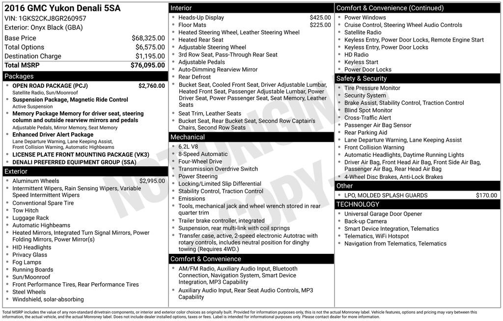 Used 2016 GMC Yukon Denali w/ Open Road Package AWD/4WD image 61