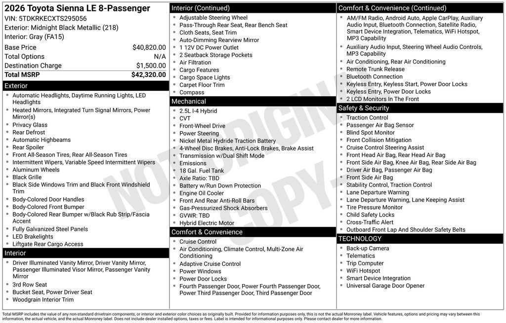 Used 2026 Toyota Sienna LE FWD image 41