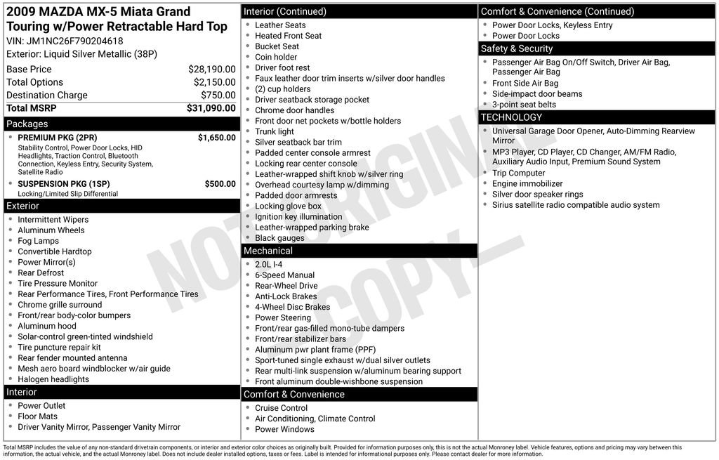 Used 2009 MAZDA MX-5 Miata Grand Touring w/ Premium Pkg image 12