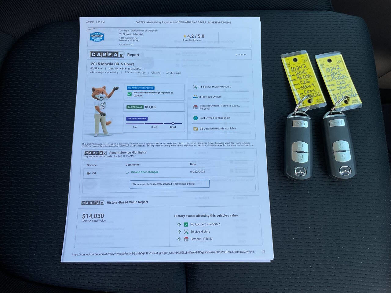 Used 2015 MAZDA CX-5 Sport w/ Bluetooth Audio Package AWD/4WD image 37