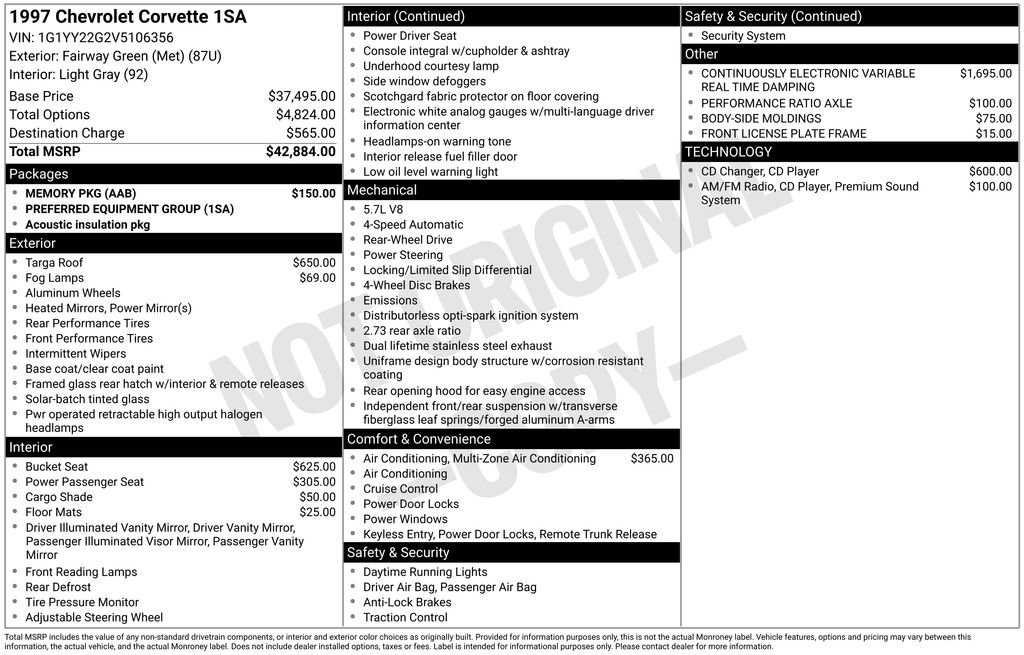 Used 1997 Chevrolet Corvette Coupe w/ Memory Pkg RWD image 42