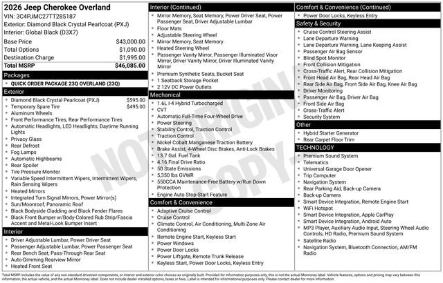New 2026 Jeep Cherokee Overland AWD/4WD image 4