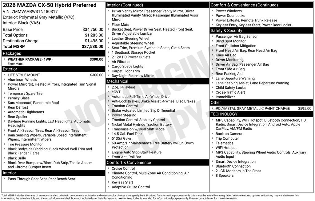 New 2026 MAZDA CX-50 2.5 Hybrid w/ Weather Package AWD/4WD image 4
