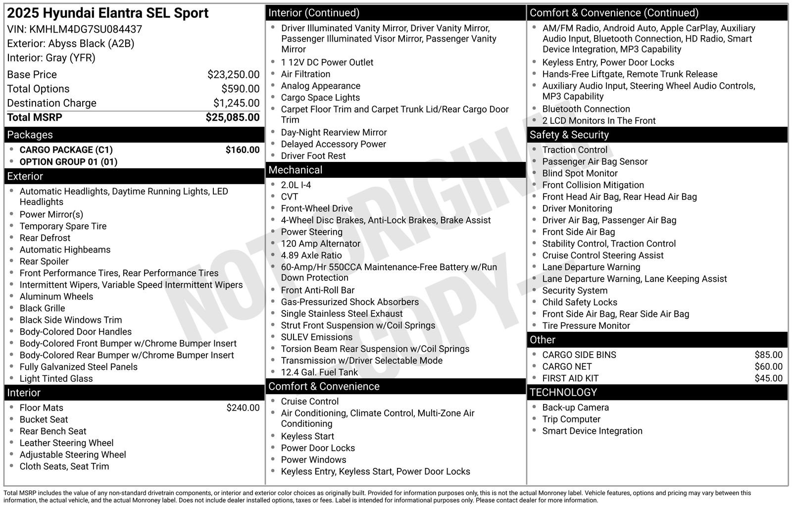 New 2025 Hyundai Elantra Sport w/ Cargo Package image 27