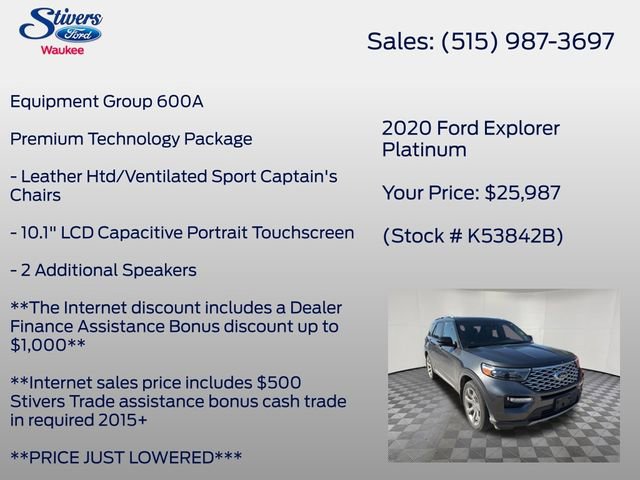 Used 2020 Ford Explorer Platinum w/ Premium Technology Package image 7