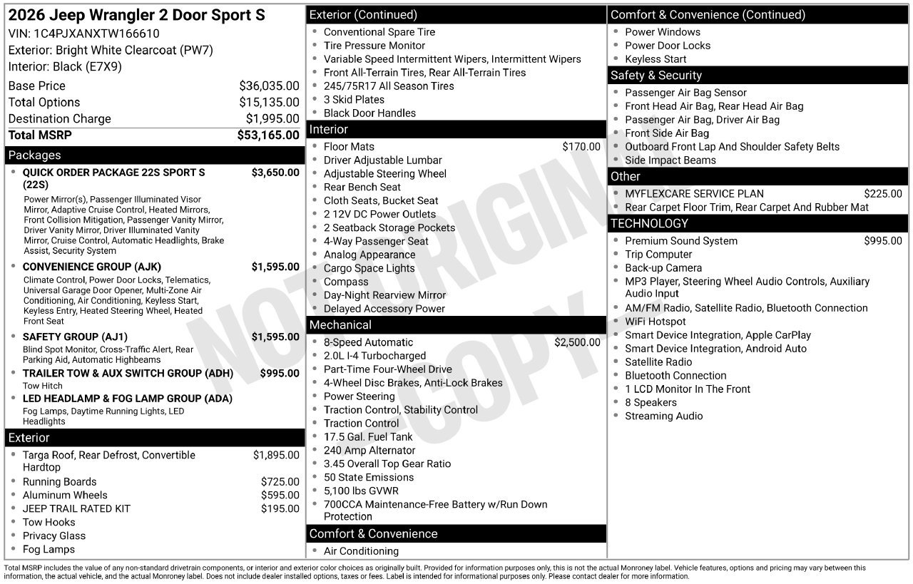 New 2026 Jeep Wrangler Sport AWD/4WD image 29