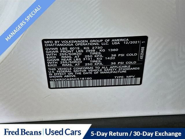 Certified 2022 Volkswagen Atlas SE w/ Panoramic Sunroof Package image 32