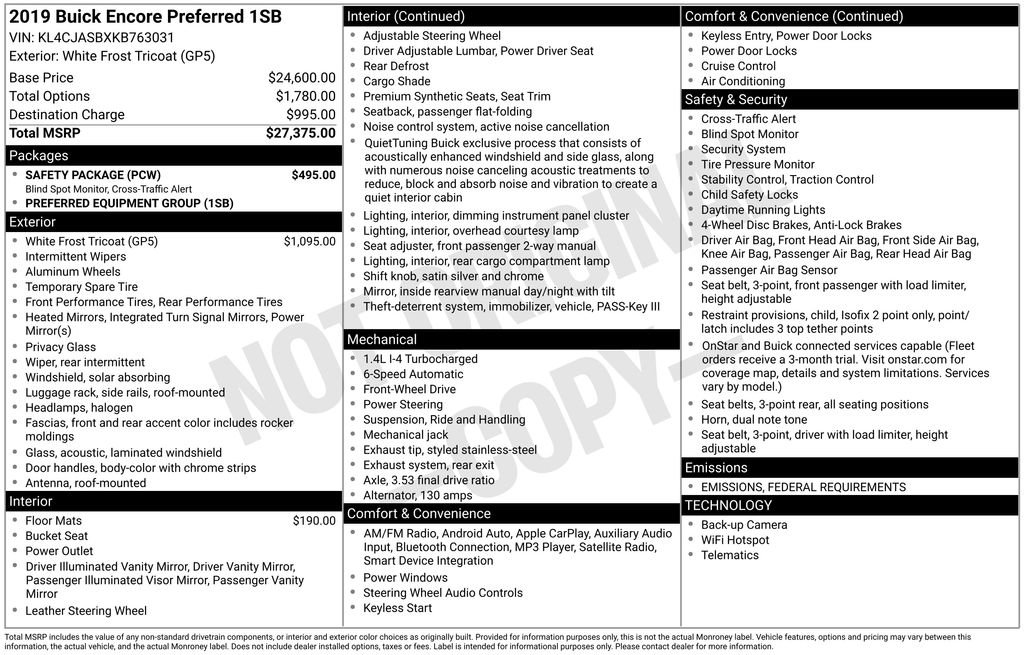 Used 2019 Buick Encore Preferred w/ Safety Package image 15