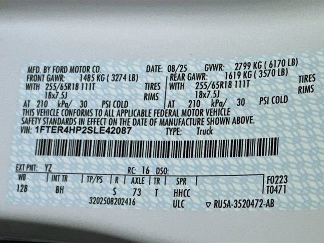 New 2025 Ford Ranger XLT w/ Equipment Group 301A High image 17