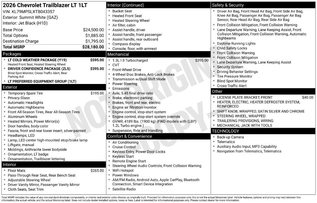 Used 2026 Chevrolet TrailBlazer LT w/ LT Cold Weather Package FWD image 2