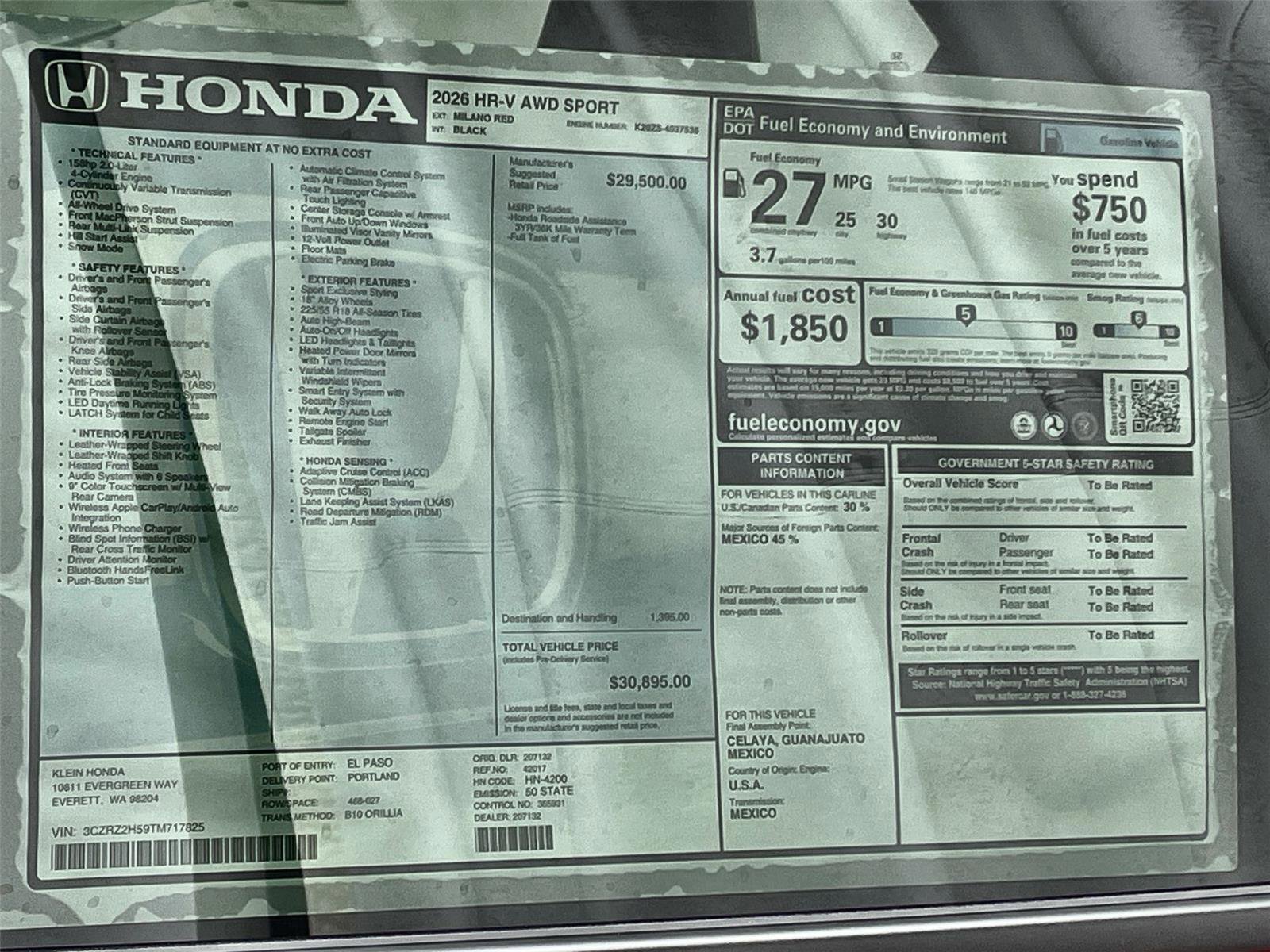 New 2026 Honda HR-V Sport image 32