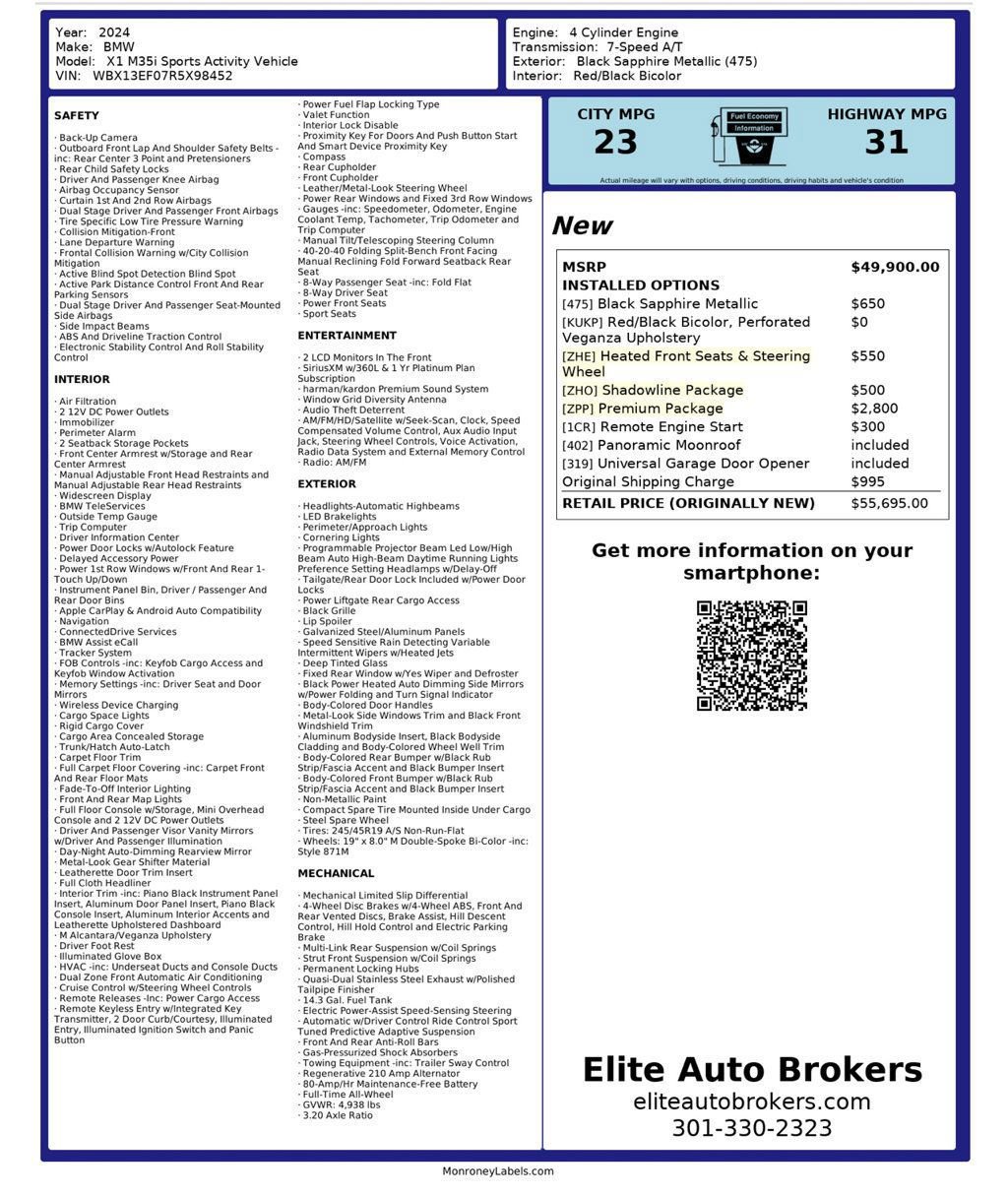 Used 2024 BMW X1 w/ M Sport Line w/ Premium Package image 57