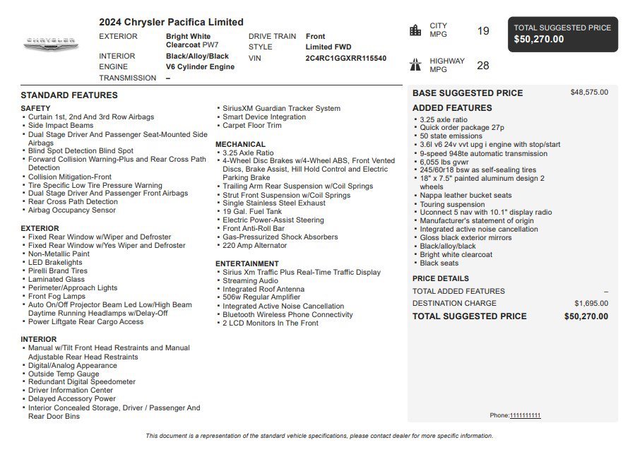 Used 2024 Chrysler Pacifica Limited image 37