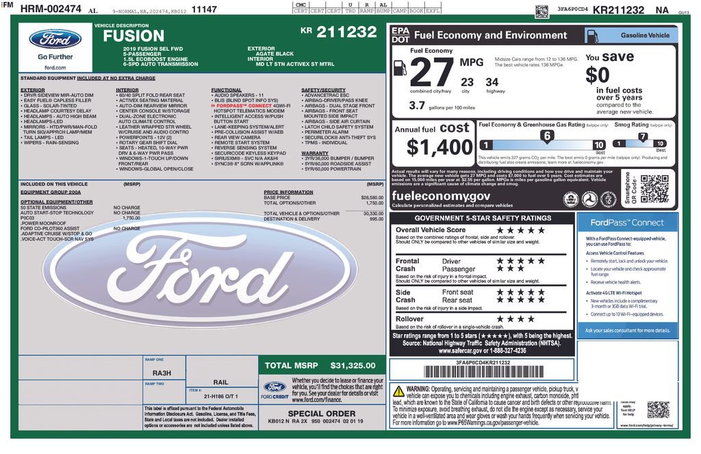 Certified 2019 Ford Fusion SEL FWD image 7