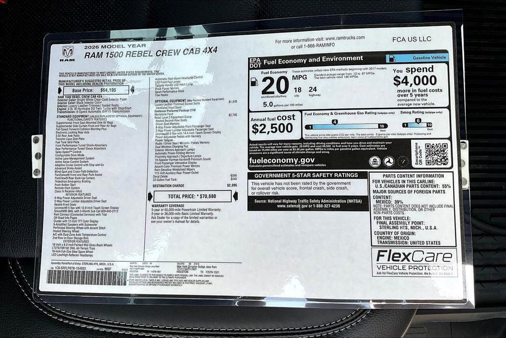 New 2026 RAM 1500 Rebel w/ Rebel Level 2 Equipment Group image 14