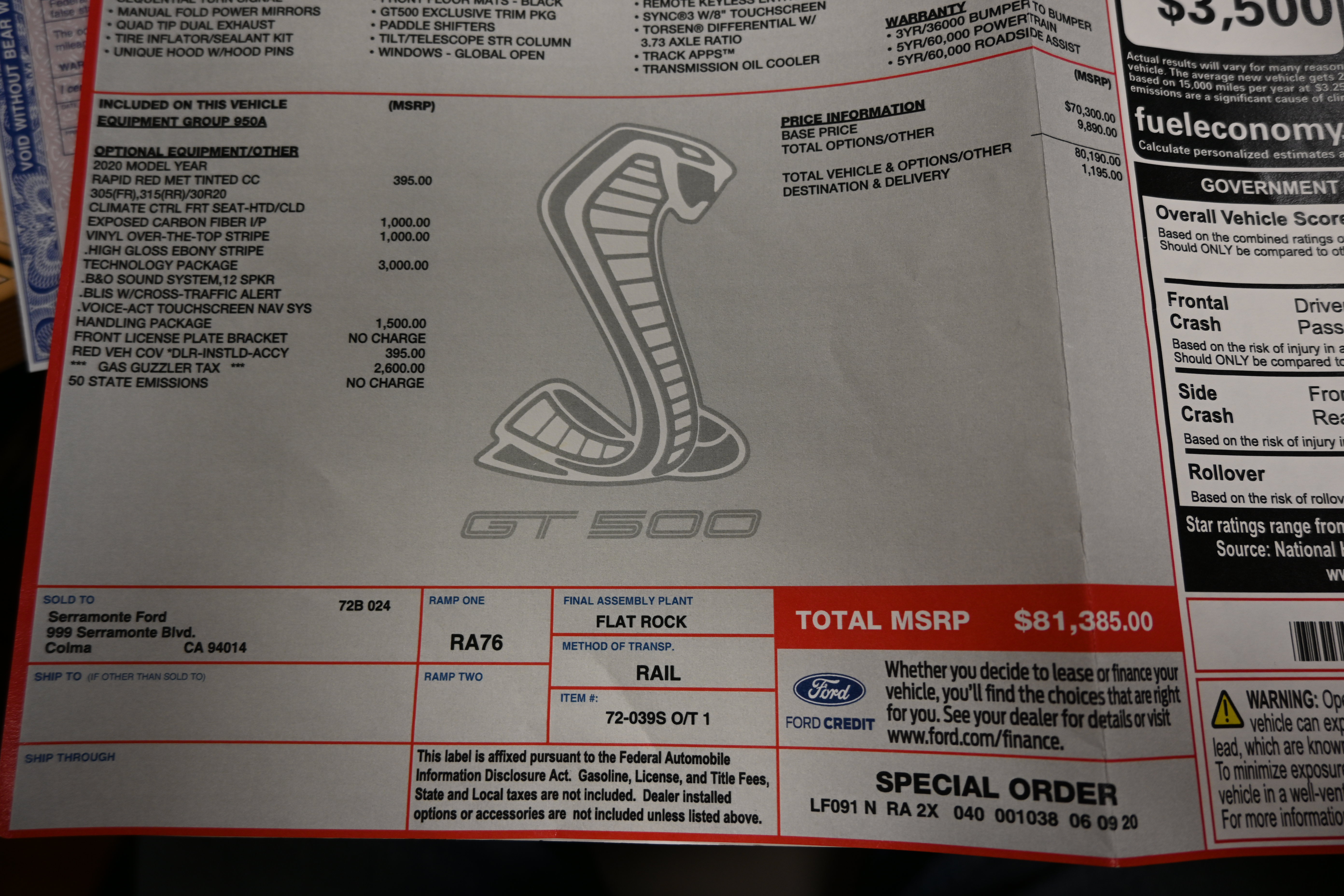 Used 2020 Ford Mustang Shelby GT500 w/ Technology Package RWD image 80