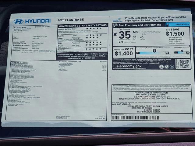 New 2026 Hyundai Elantra SE image 17