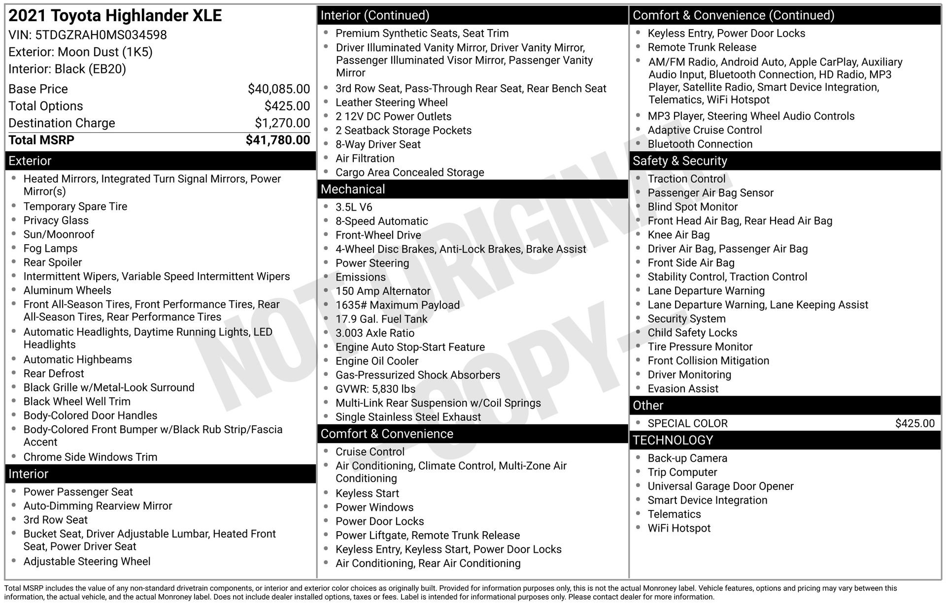 Used 2021 Toyota Highlander XLE image 1