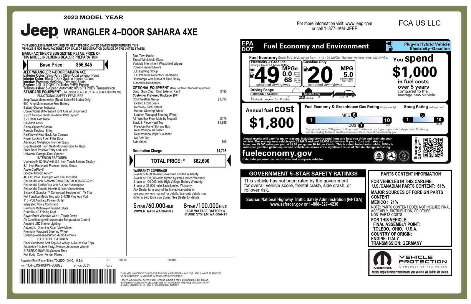 Certified 2023 Jeep Wrangler Sahara w/ Cold Weather Group image 19