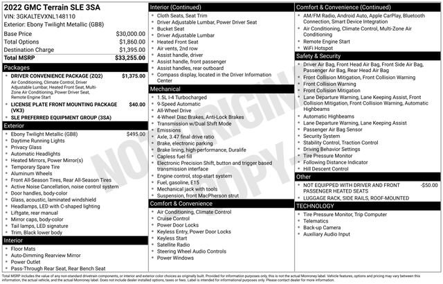 Used 2022 GMC Terrain SLE w/ Driver Convenience Package AWD/4WD image 3
