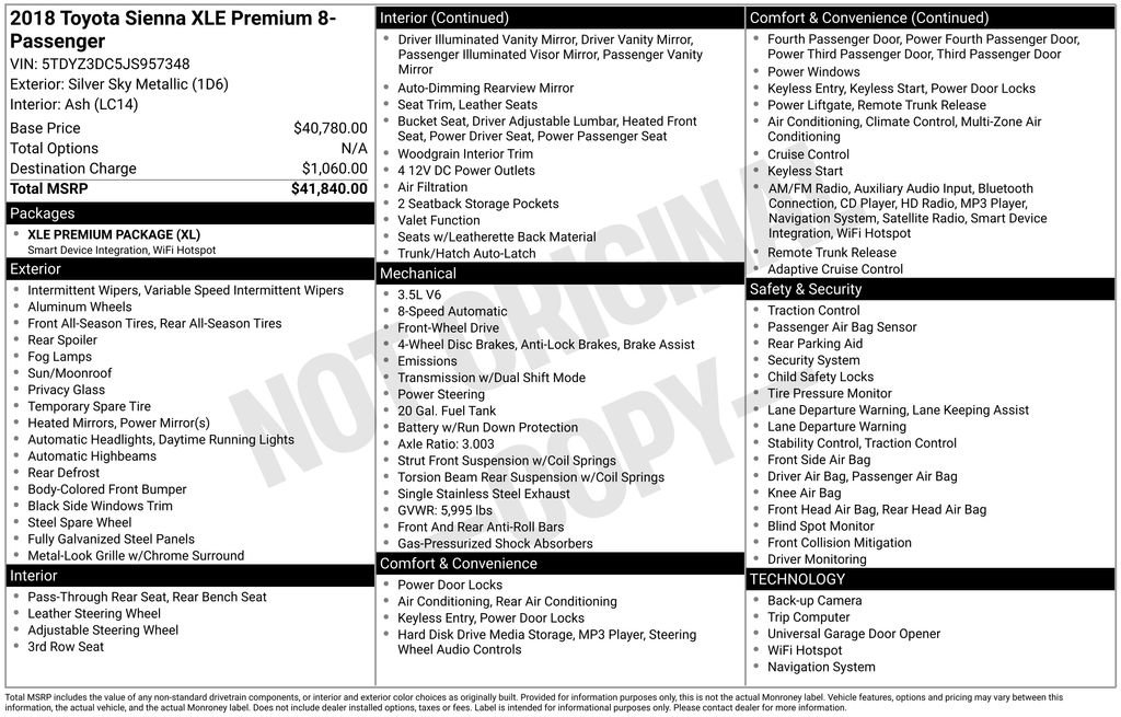 Used 2018 Toyota Sienna XLE Premium image 51