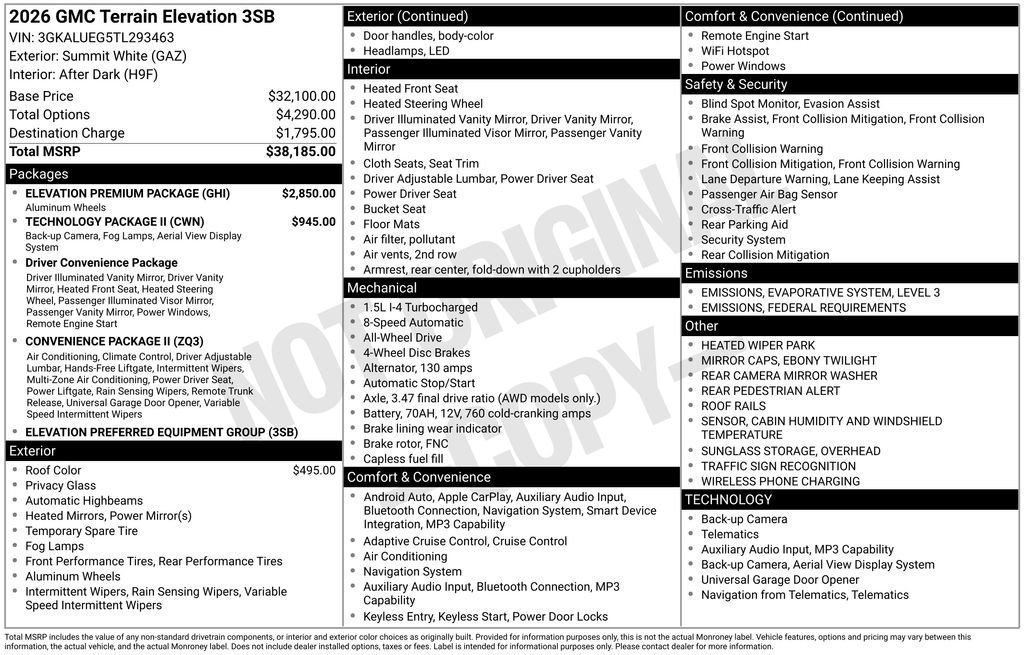New 2026 GMC Terrain Elevation w/ Elevation Premium Package image 44