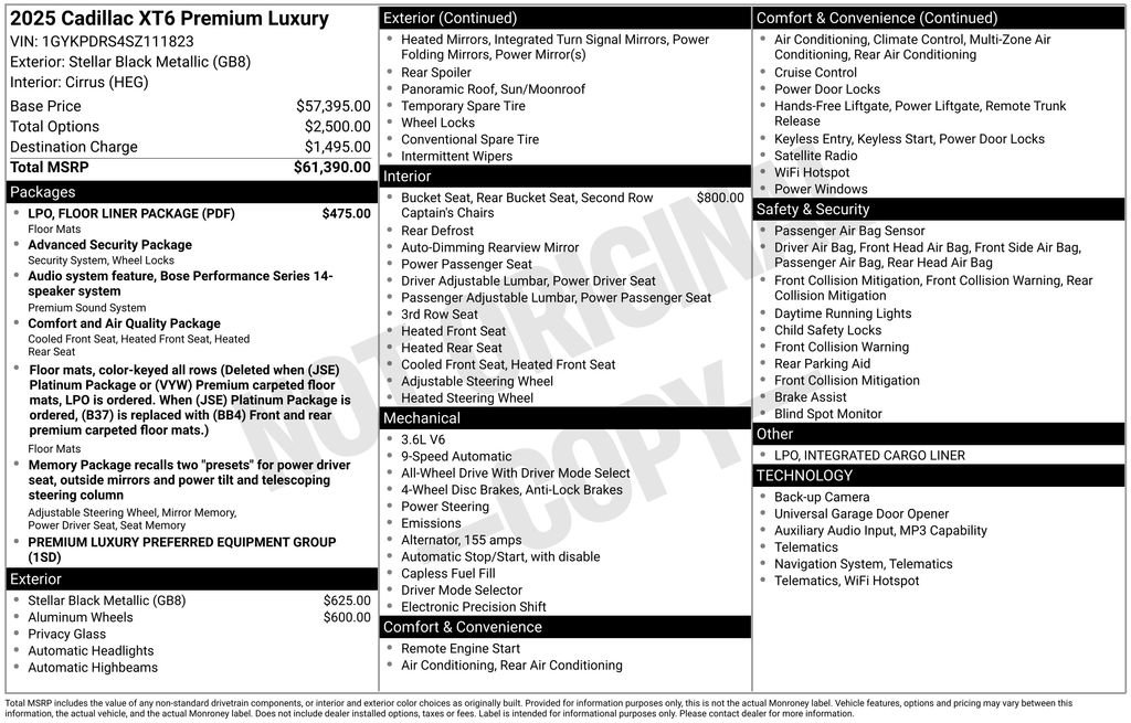 Certified 2025 Cadillac XT6 Premium Luxury w/ LPO, Floor Liner Package AWD/4WD image 37