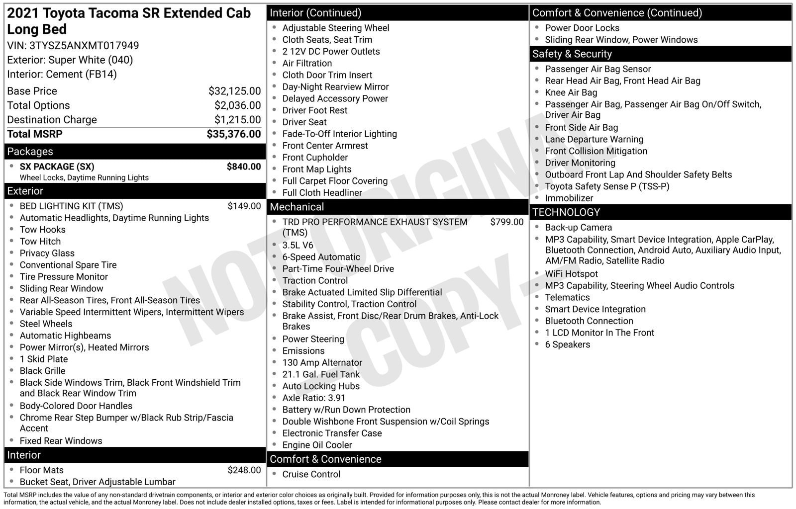 Used 2021 Toyota Tacoma SR w/ SX Package AWD/4WD image 4