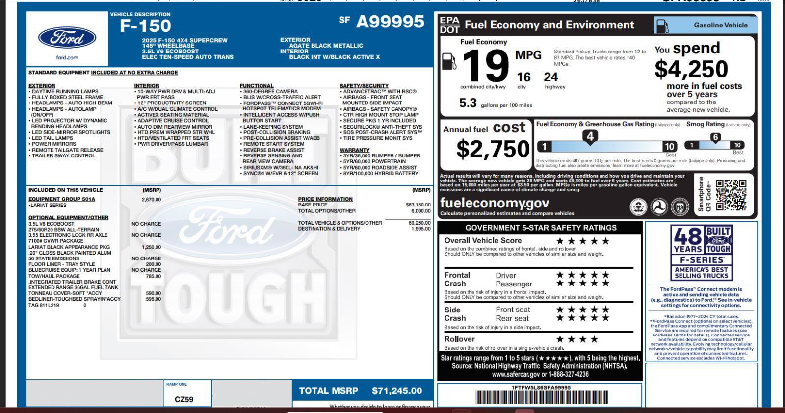 Used 2025 Ford F150 Lariat w/ Equipment Group 501A Mid AWD/4WD image 3
