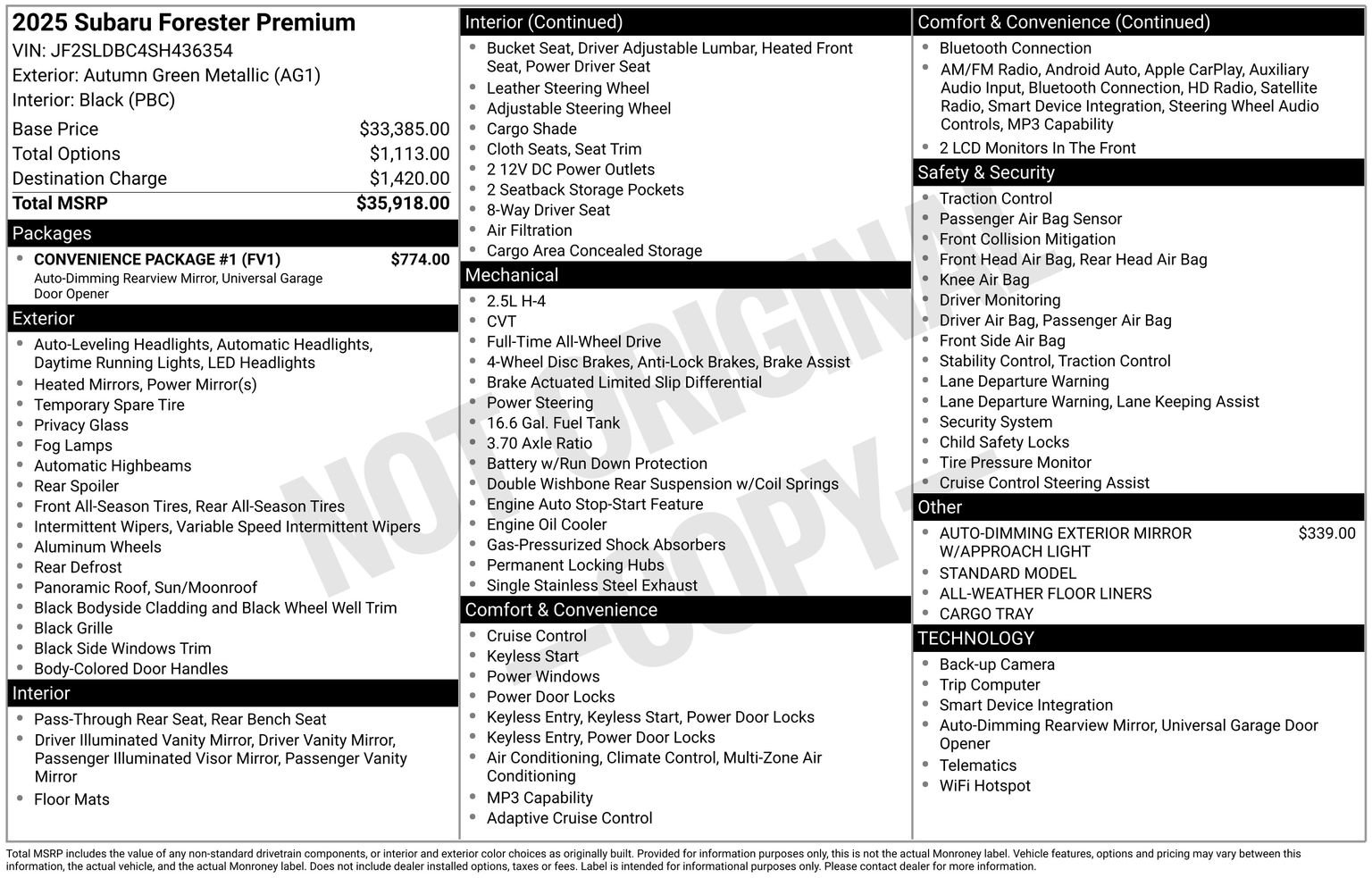 Used 2025 Subaru Forester Premium w/ Convenience Package #1 AWD/4WD image 34