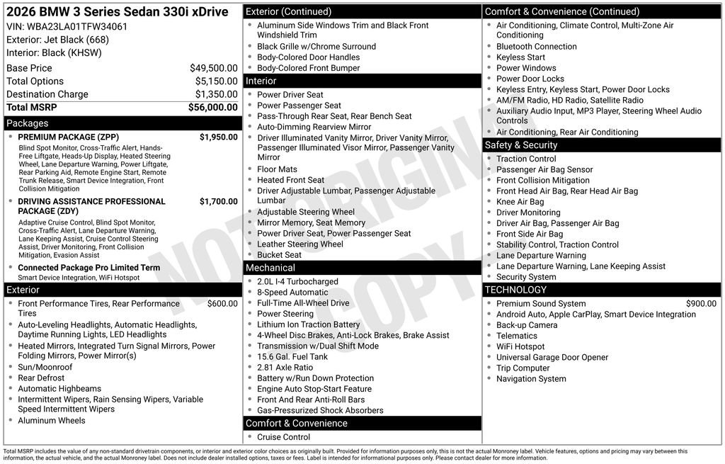 New 2026 BMW 330i xDrive Sedan w/ Premium Package AWD/4WD image 2