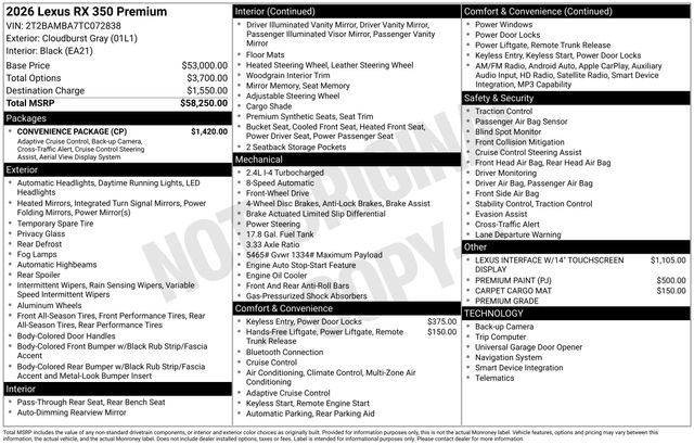 Used 2026 Lexus RX 350 Premium w/ Convenience Package FWD image 34
