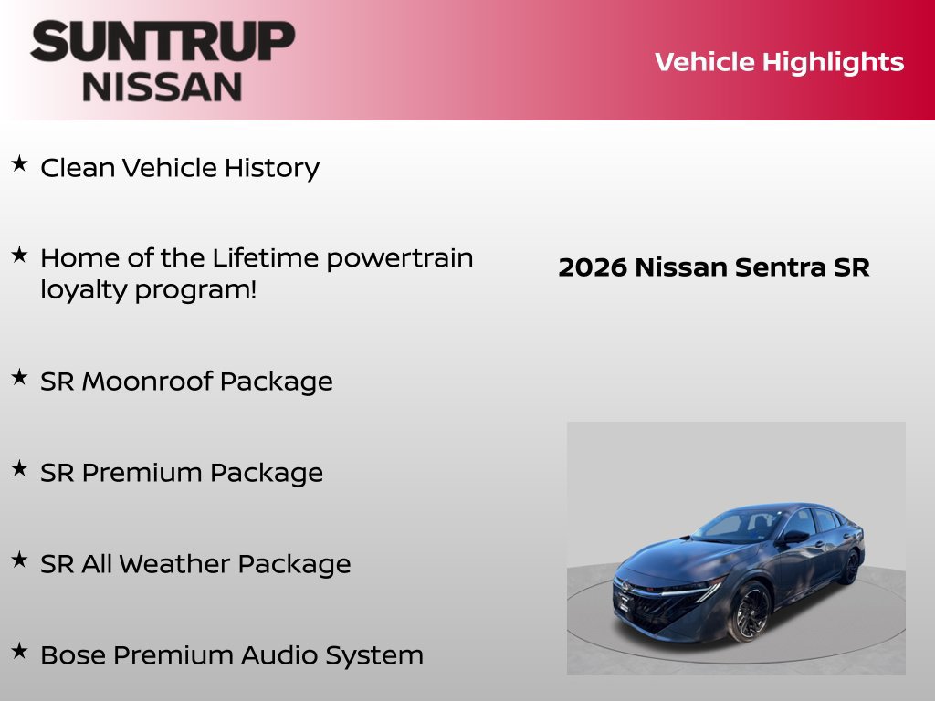 Certified 2026 Nissan Sentra SR w/ SR Premium Package FWD image 8