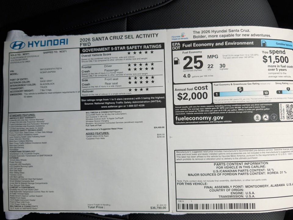 New 2026 Hyundai Santa Cruz SEL FWD image 33
