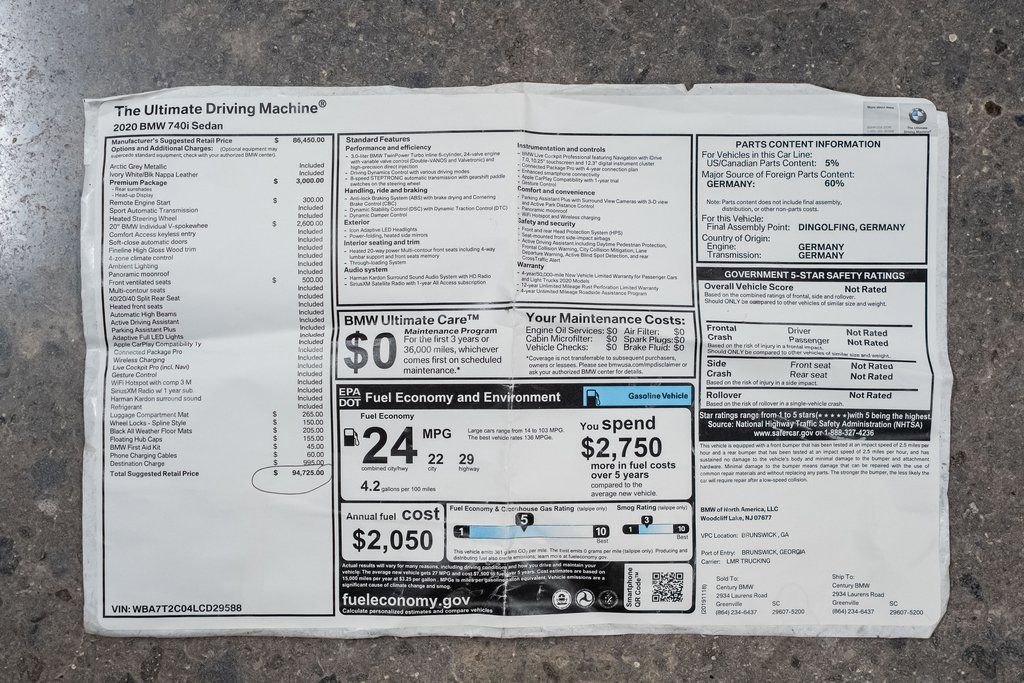 Used 2020 BMW 740i w/ Premium Package image 56