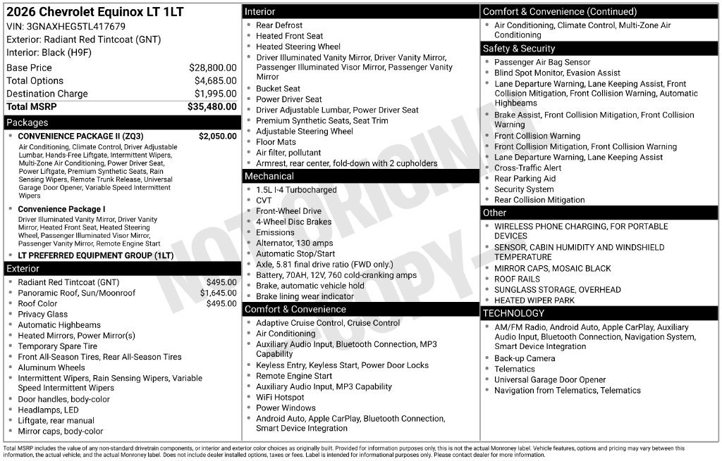 Used 2026 Chevrolet Equinox LT w/ Convenience Package II FWD image 35