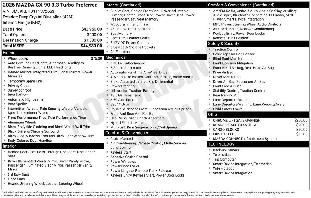 New 2026 MAZDA CX-90 3.3 Turbo w/ Preferred Package