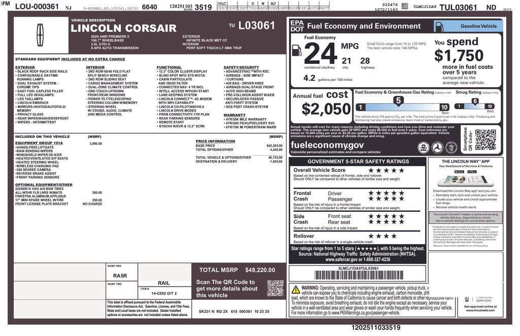 New 2026 Lincoln Corsair Premiere image 4