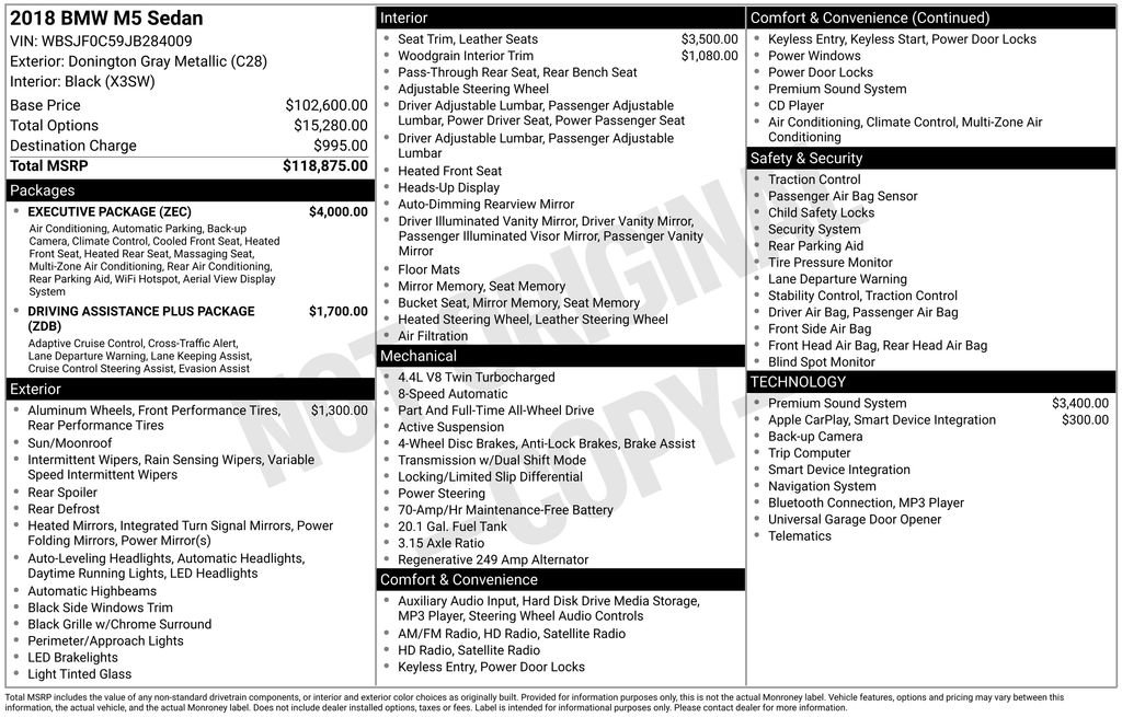 Used 2018 BMW M5 w/ Executive Package image 46